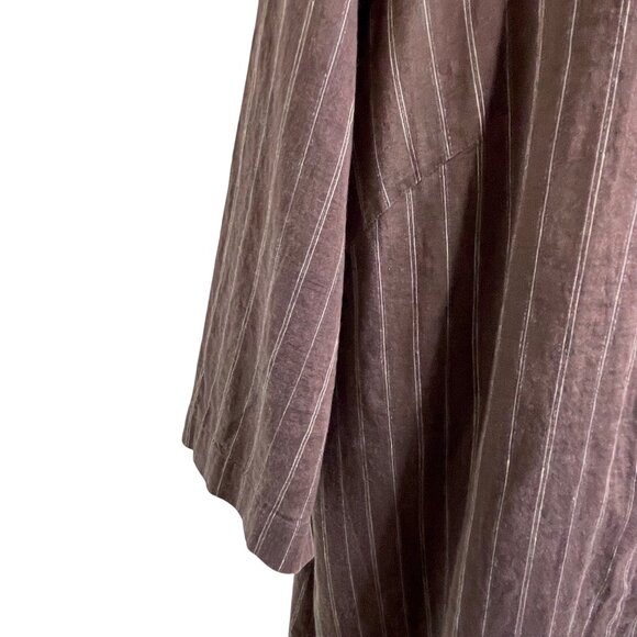 Marina Rinaldi Brown Striped Linen Cotton Button-Up Maxi Dress Made In Italy u - Picture 7 of 12